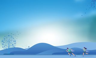 冬天，跑步，深蓝的，渐变色高清