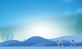 冬天，跑步，深蓝的，渐变色高清