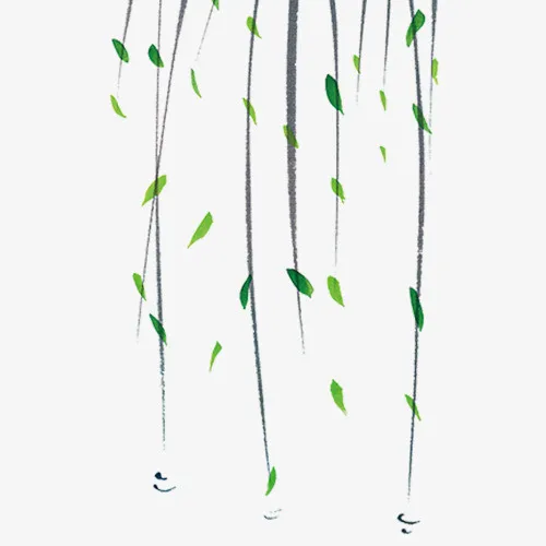 绿色清新装饰柳条设计图免抠