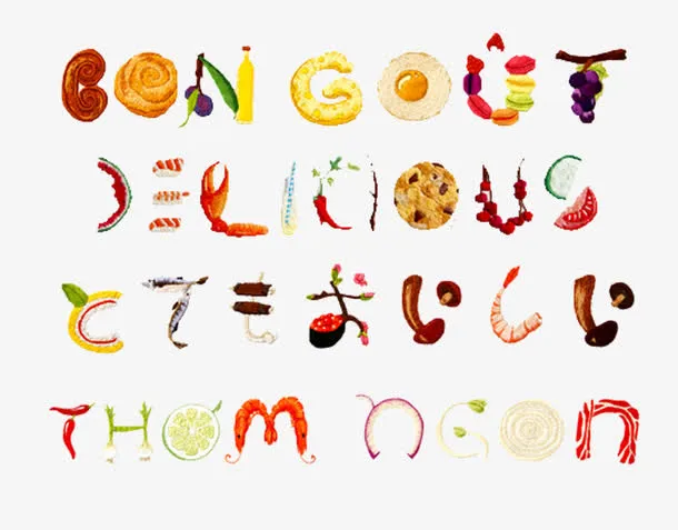 食物英文字型免抠