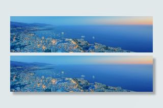 航拍城市大海背景高清