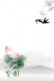 矢量古风水墨荷花背景高清