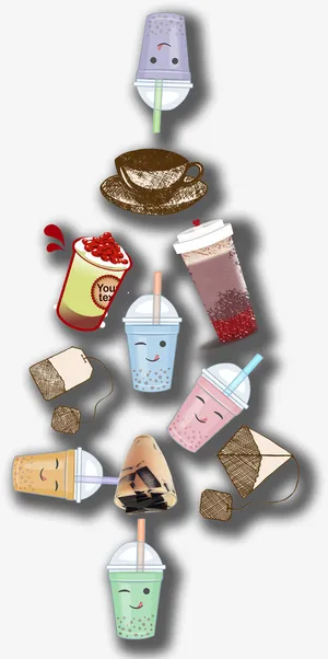 圣诞节奶茶树免抠