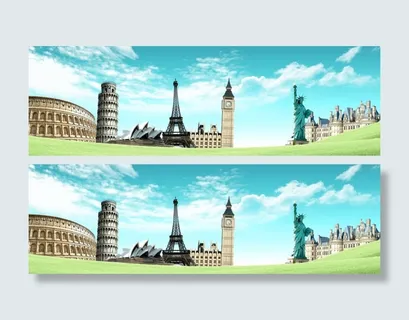 简约大气世界名建筑海报背景