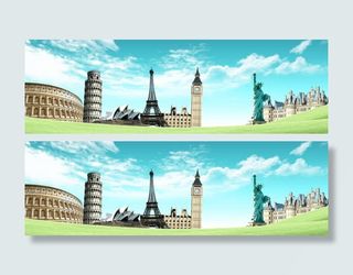 简约大气世界名建筑海报背景