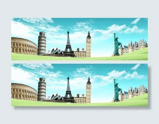 简约大气世界名建筑海报背景