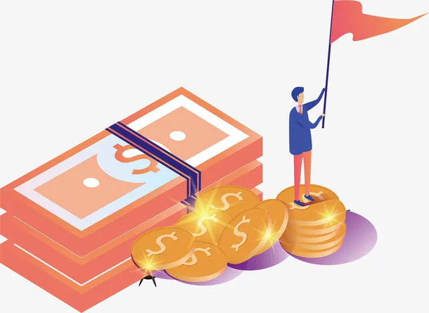 钱 金币 挥舞旗帜免抠