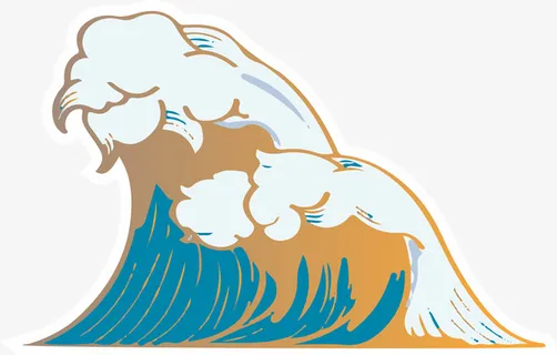 梦幻唯美国潮浪花起浪免抠