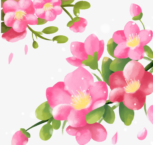 春天装饰手绘桃花素材免抠