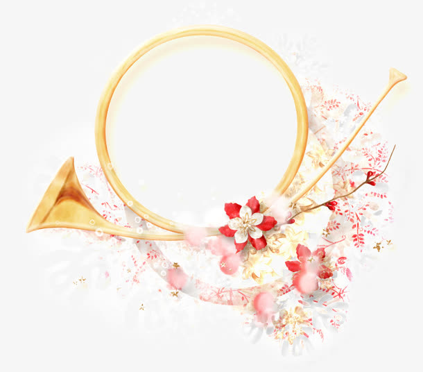 圆形边框金色喇叭免抠