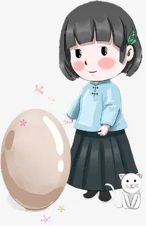 春分立鸡蛋女孩免抠