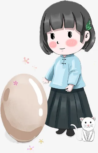 春分立鸡蛋女孩免抠