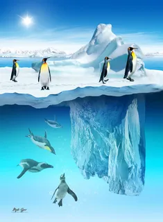 手绘卡通雪山企鹅免抠 手绘卡通雪山企鹅免抠