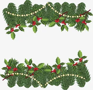 松树叶边框免抠