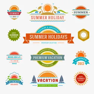 暑假图标矢量合集免抠