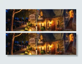 温馨乡村小镇夜景海报背景