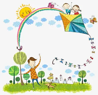 手绘卡通风筝免抠