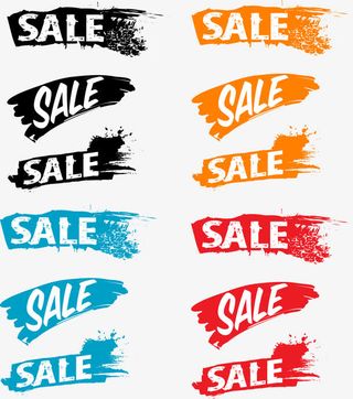 矢量刷痕促销折扣标志免抠标签元素