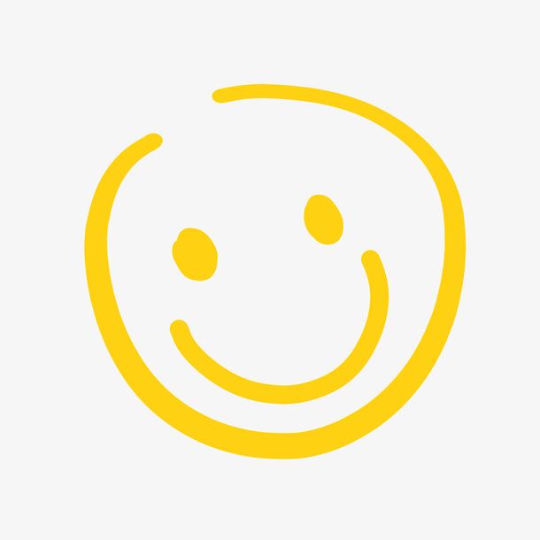 黄色线条太阳微笑卡通免抠