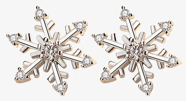 简约雪花纯银耳钉免抠