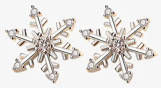 简约雪花纯银耳钉免抠