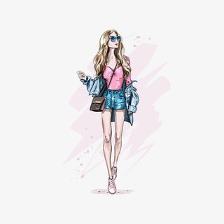 手绘时尚模特免抠素材免抠手绘/卡通卡通元素