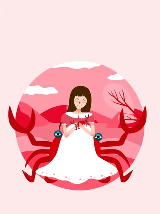 十二星座巨蟹座原创插画高清