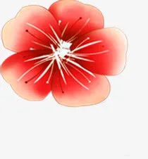 春天红色水彩花朵免抠