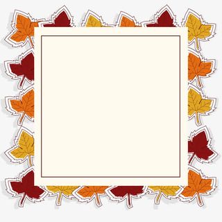 彩色秋叶祝福卡矢量图免抠