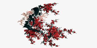 中国风红色梅花免抠