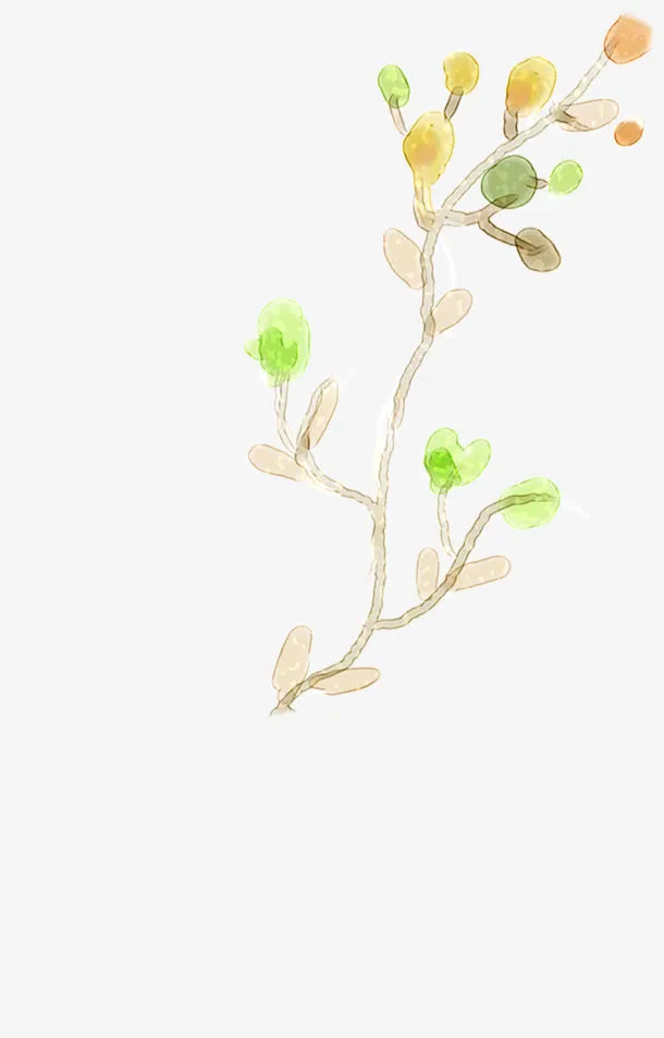 创意水彩效果植物树干免抠