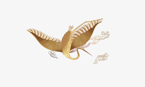 中式金色飞鹤免抠