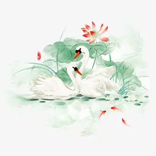 手绘中国画免抠