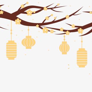 中国内新年灯笼梅花枝背景
