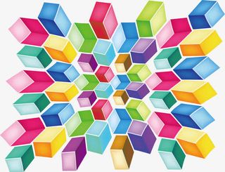 缤纷鲜艳色彩的几何图案免抠