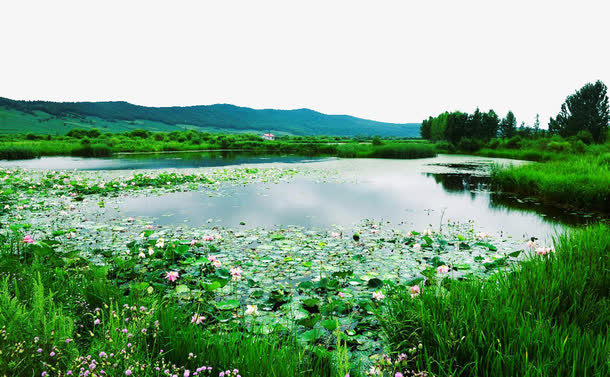 唯美镜泊湖景色免抠