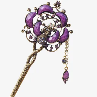 紫色复古宫廷发簪头饰免抠