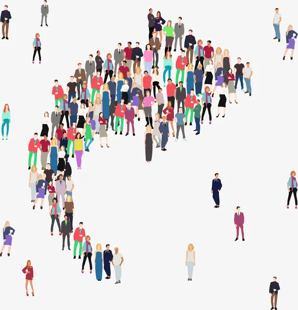 中国人口日人群箭头免抠