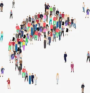 中国人口日人群箭头免抠