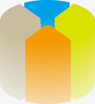 手绘彩色扇形柱状图形免抠