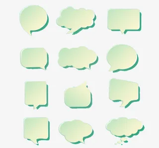 12款白色质感语言气泡矢量素材免抠手绘/卡通卡通元素
