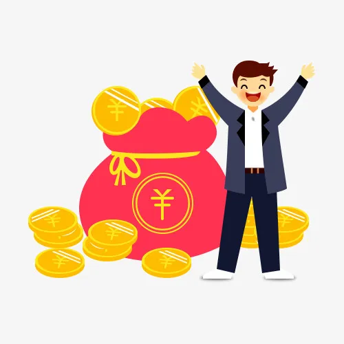 互联网金币小人免抠装饰花纹元素