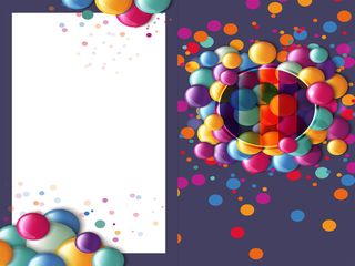 卡通七彩球立体矢量邀请函背景高清