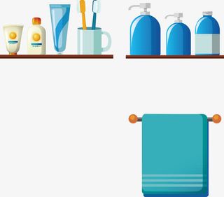 卡通浴室洗漱器具免抠