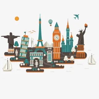 旅游胜地免抠标签元素