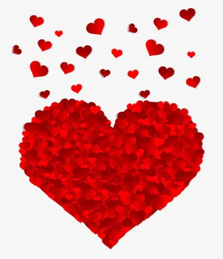 矢量大爱心组成小爱心免抠