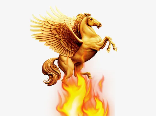 金色石雕飞马免抠
