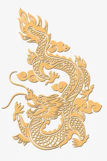金色大龙浮雕插画免抠