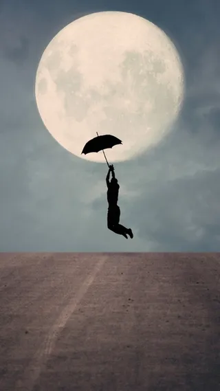 月夜撑伞起跳H5背景高清