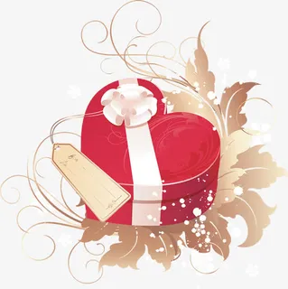 红色卡通爱心礼盒七夕免抠